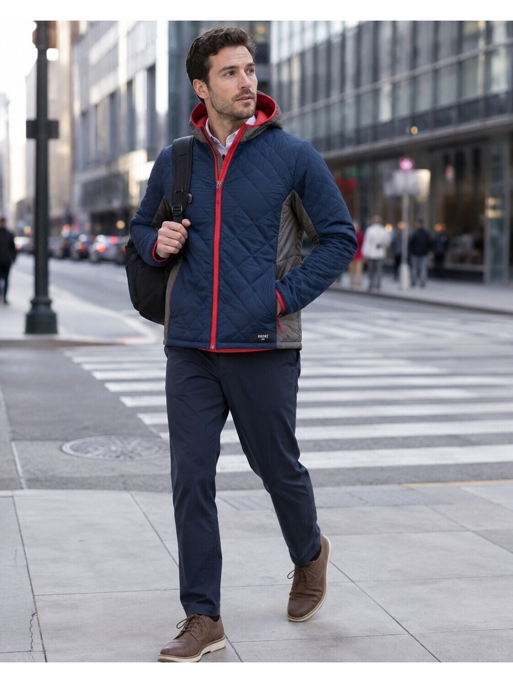 Rhone Jacket Mens Medium Multicolor Hooded Quilted Puffer Full Zip Outdoor